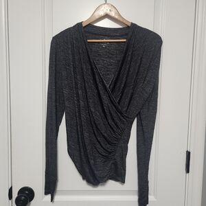 Athleta Odyssey Wrap Blouse Gray/Black XS